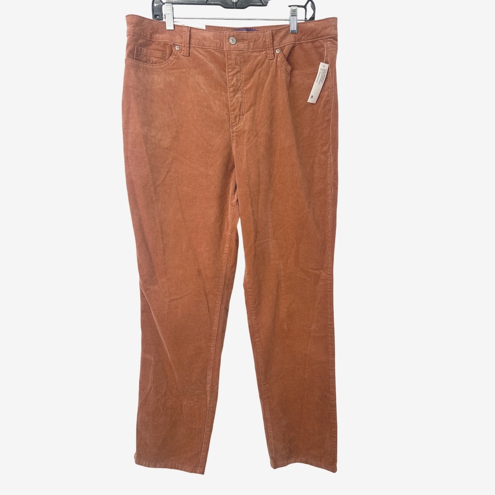 Gloria Vanderbilt Amanda 2.0 Pants Women 16 Mocha Mousse Corduroy Slim Leg